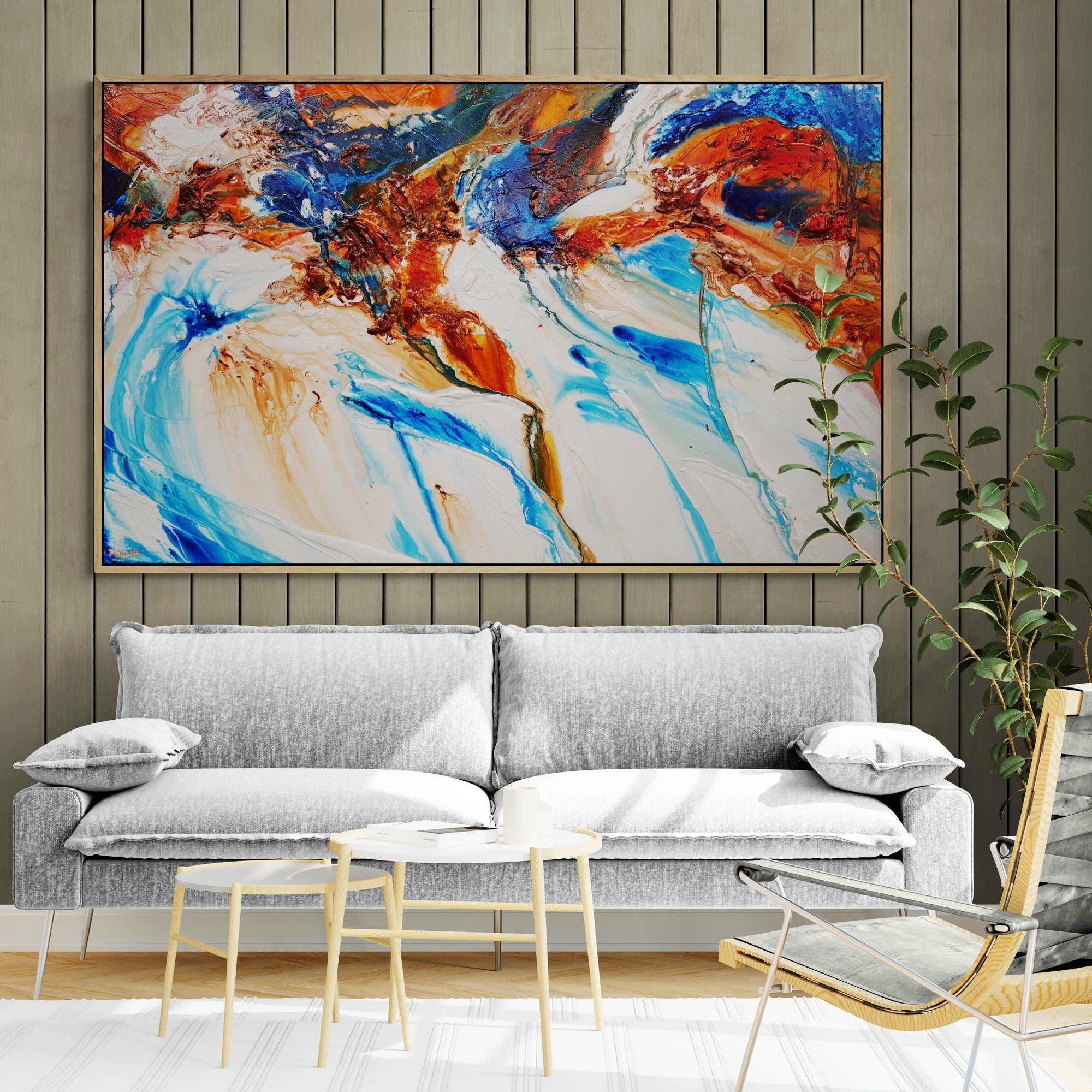 The West Coast 160cm x 100cm Orange Blue Textured Abstract Painting (SOLD)-Abstract-[Franko_Artist]-[Australian_artist]-[Gold_Coast]-[Brisbane]-[modern]-[contemporary]-[original]-[Large_artwork]-[The_Block]-[Dream_Homes]-[ideas]-[Grand_Designs]-[Art_Lover]-Franklin Art Studio
