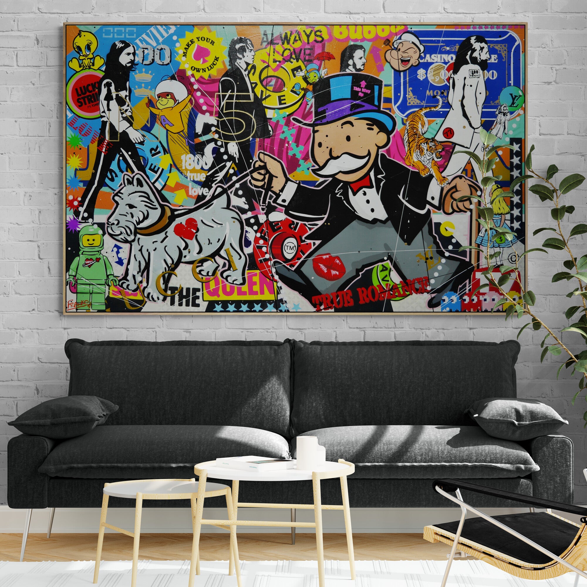 Abbey Road Days 160cm x 100cm Monopoly Man Textured Urban Pop Art Spray Paint Painting (SOLD)-Urban Pop Art-[Franko_Artist]-[The_Block]-[Dream_Homes]-[ideas]-[Grand_Designs]-[Art_Lover]-Franklin Art Studio