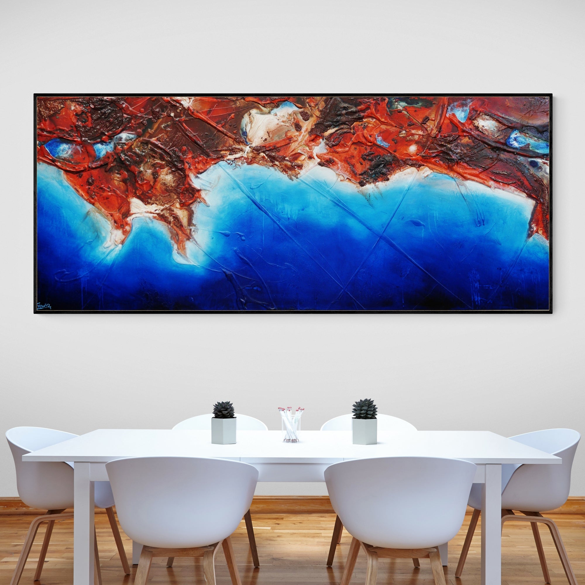 Sunburnt Coast 240cm x 100cm Textured Abstract Painting (SOLD)-Abstract-[Franko_Artist]-[The_Block]-[Dream_Homes]-[ideas]-[Grand_Designs]-[Art_Lover]-Franklin Art Studio