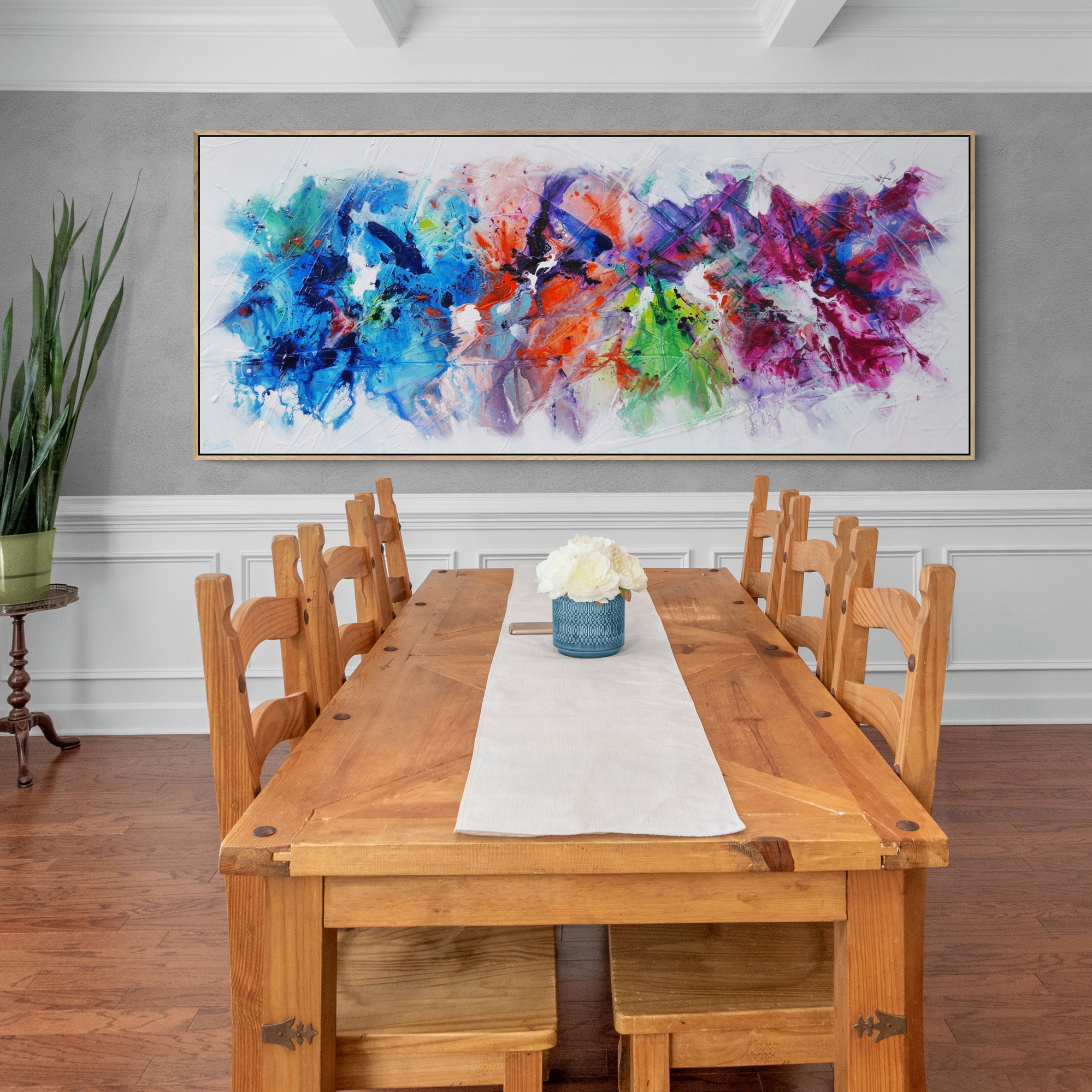 Magenta Bouquet 240cm x 100cm Colourful Textured Abstract Painting (SOLD)-Abstract-[Franko_Artist]-[Australian_artist]-[Gold_Coast]-[Brisbane]-[modern]-[contemporary]-[original]-[Large_artwork]-[The_Block]-[Dream_Homes]-[ideas]-[Grand_Designs]-[Art_Lover]-Franklin Art Studio