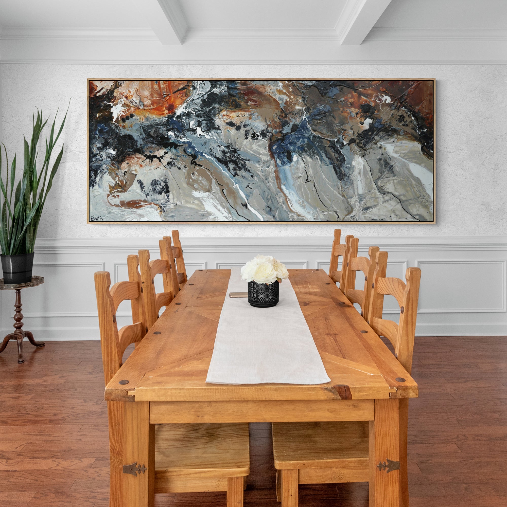 Rusted Denim 240cm x 100cm Textured Abstract Painting (SOLD)-Abstract-[Franko_Artist]-[The_Block]-[Dream_Homes]-[ideas]-[Grand_Designs]-[Art_Lover]-Franklin Art Studio