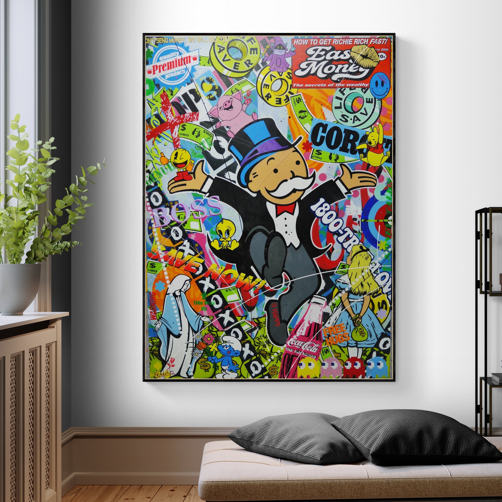 The Secrets 100cm x 140cm Monopoly Man Textured Urban Pop Art Painting