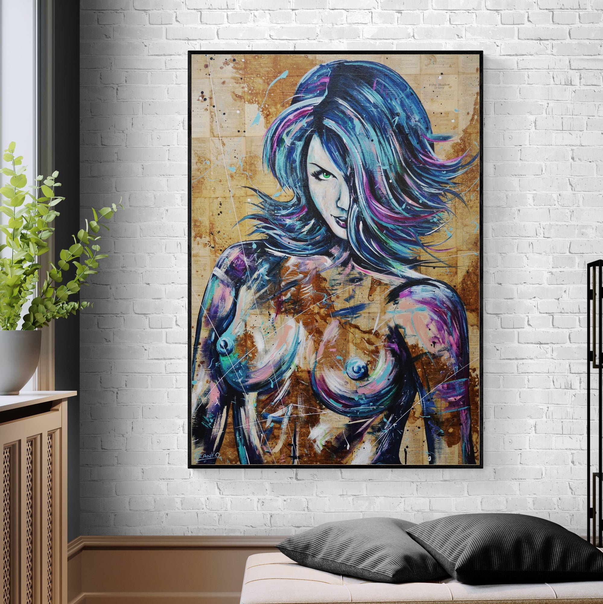 Sugar Vixen 140cm x 100cm Nude Abstract Realism Book Club Painting (SOLD)-book club-[Franko_Artist]-[The_Block]-[Dream_Homes]-[ideas]-[Grand_Designs]-[Art_Lover]-Franklin Art Studio