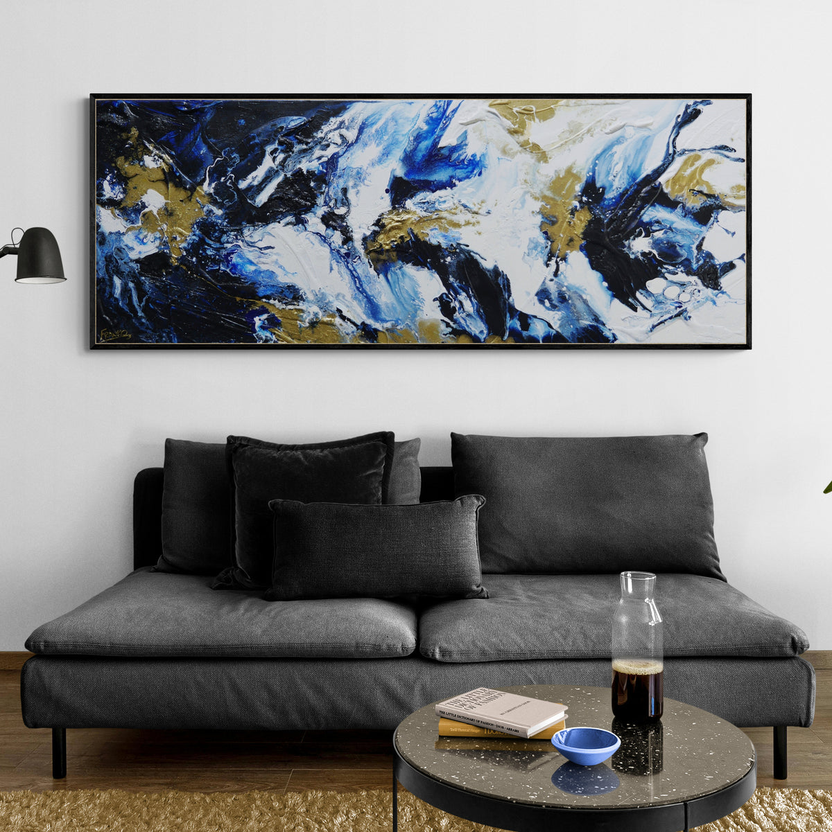 Midnight Bullion 160cm x 60cm Textured Abstract Painting