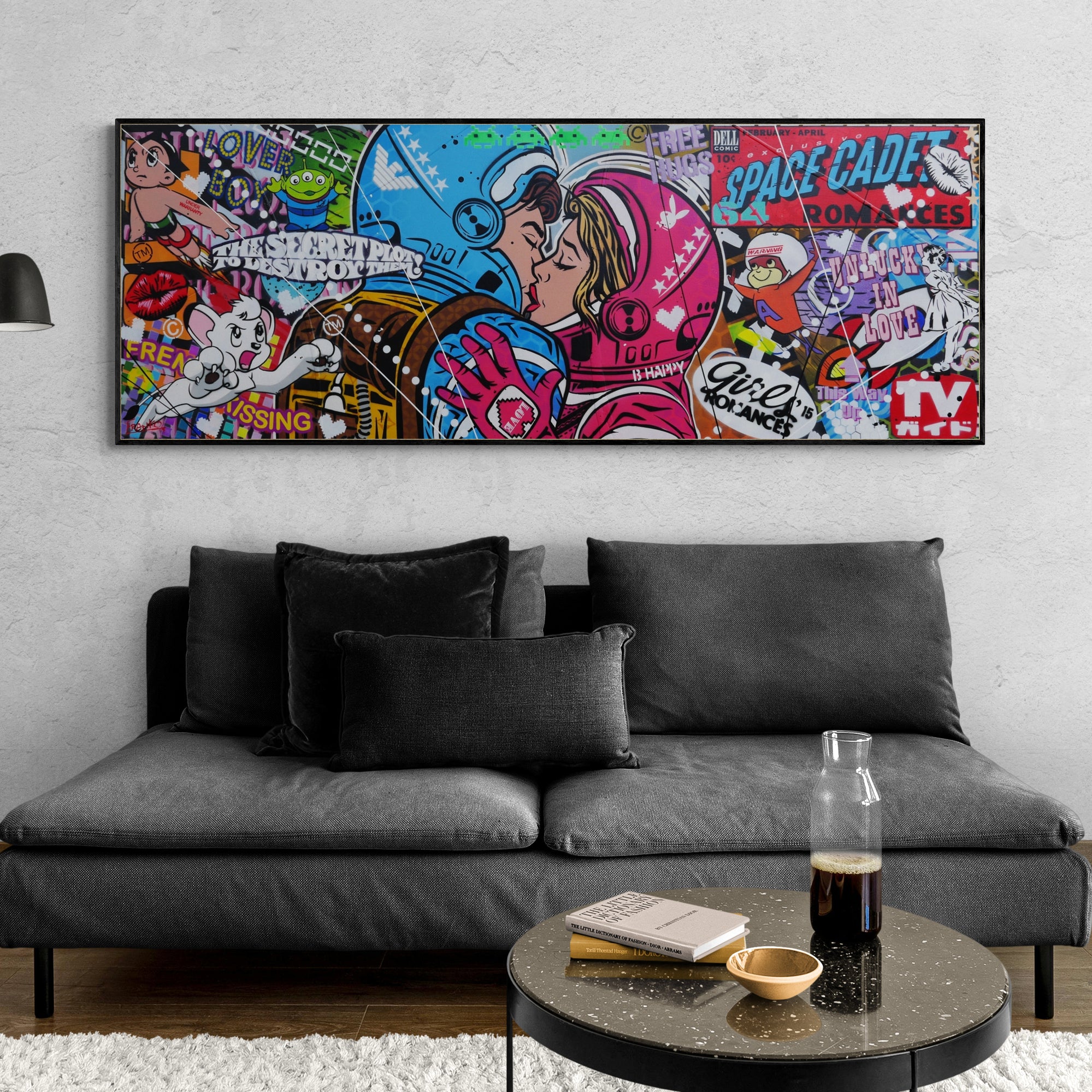 Lovin Cadets 160cm x 60cm Textured Urban Pop Art Painting (SOLD)-Urban Pop Art-[Franko_Artist]-[The_Block]-[Dream_Homes]-[ideas]-[Grand_Designs]-[Art_Lover]-Franklin Art Studio