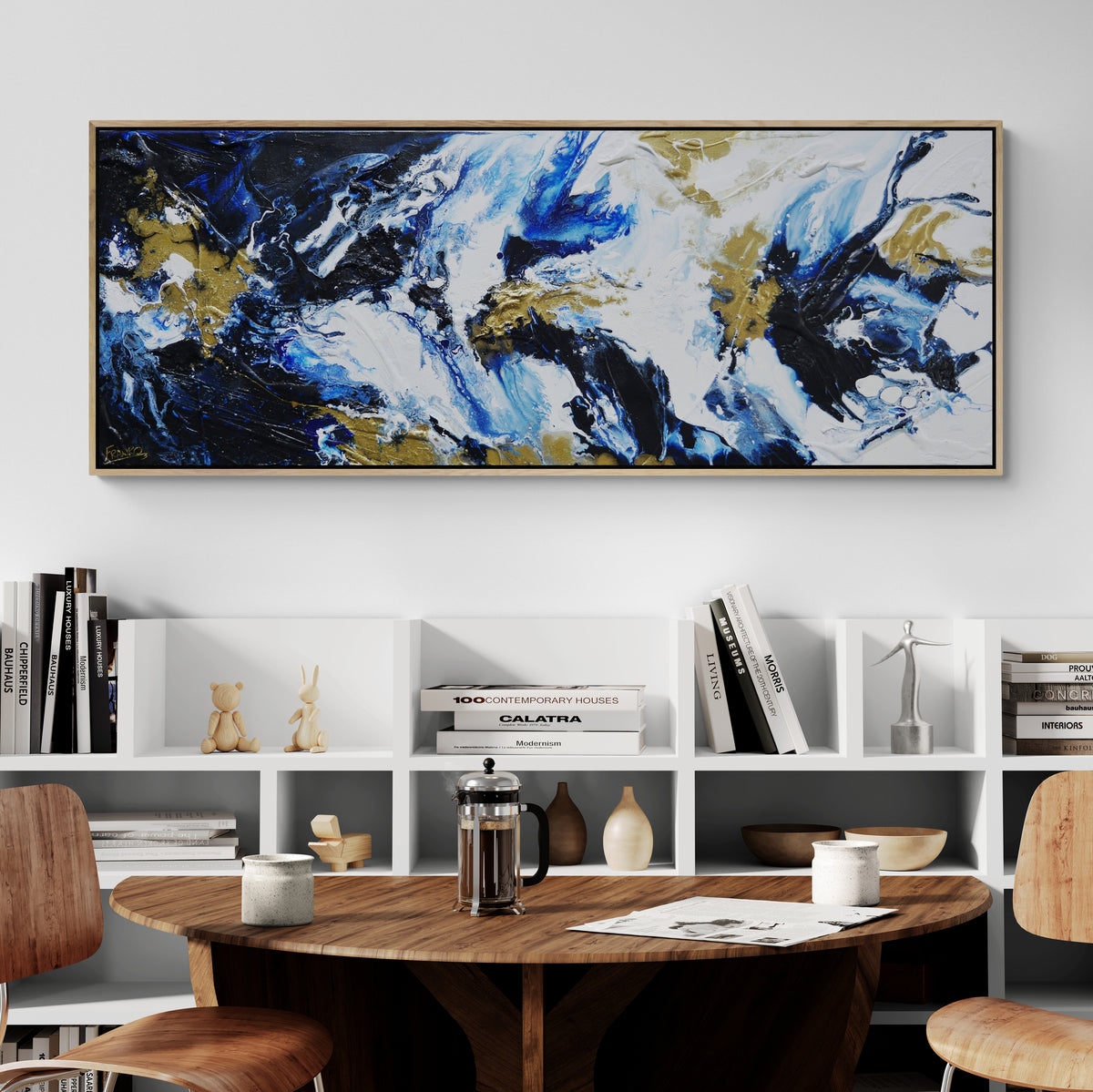 Midnight Bullion 160cm x 60cm Textured Abstract Painting