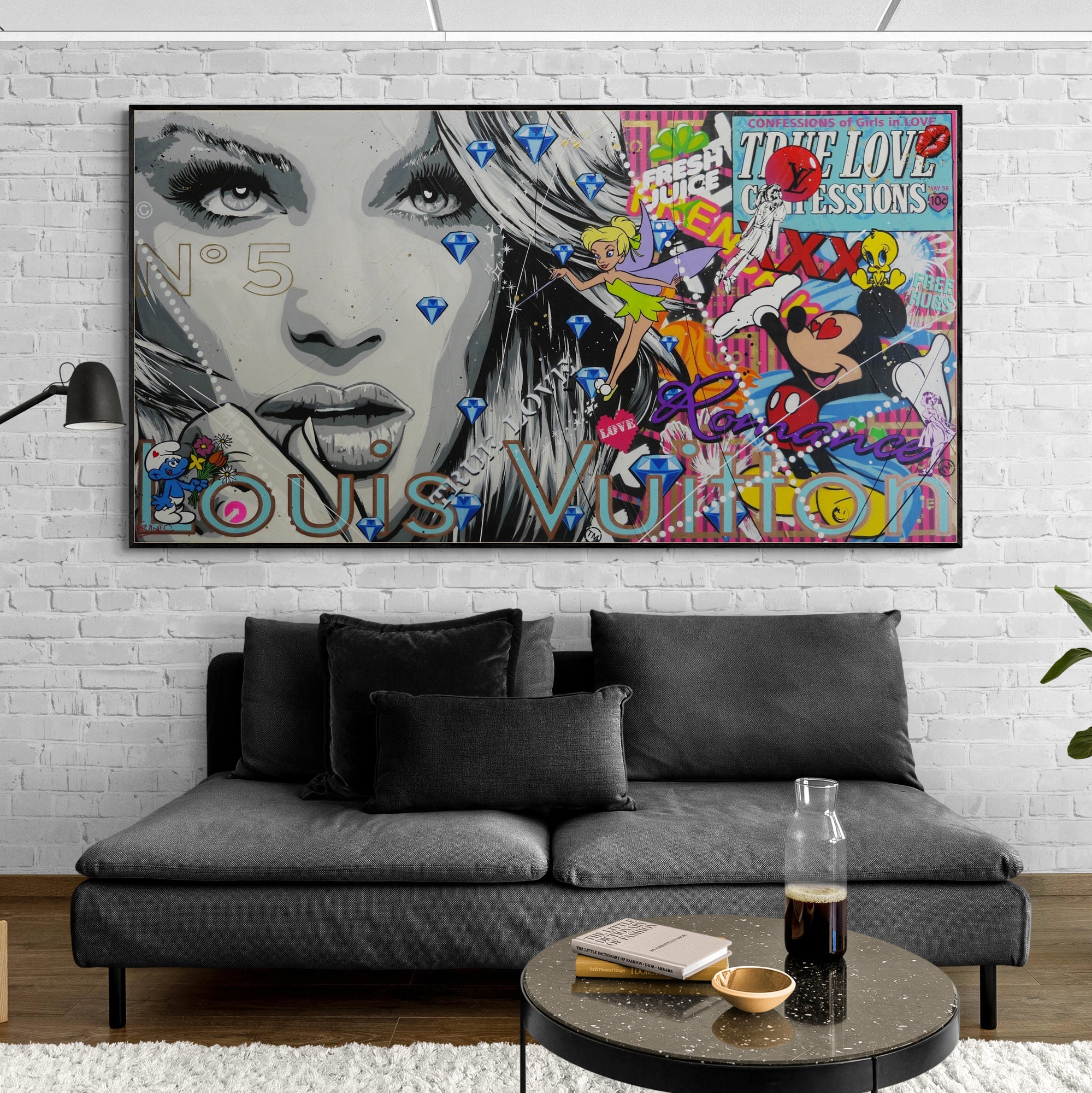 True Love Confessions 190cm x 100cm Textured Urban Pop Art Painting (SOLD)-Urban Pop Art-[Franko_Artist]-[The_Block]-[Dream_Homes]-[ideas]-[Grand_Designs]-[Art_Lover]-Franklin Art Studio