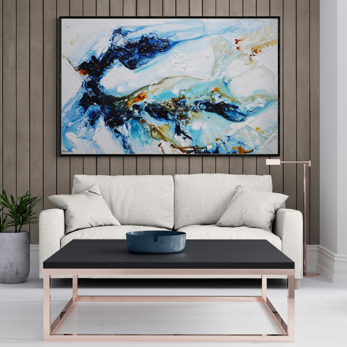 Aquatic Infatuation 160cm x 100cm Blue Textured Abstract Painting