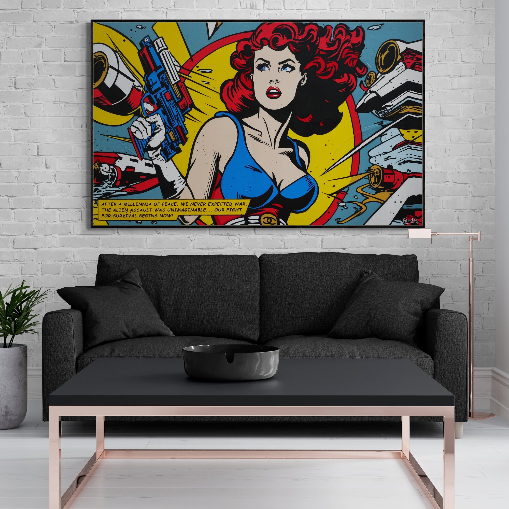 Space Wars 160cm x 100cm Space Classic Pop Art Painting (SOLD)-Urban Pop Art-[Franko_Artist]-[Australian_artist]-[Gold_Coast]-[Brisbane]-[modern]-[contemporary]-[original]-[Large_artwork]-[The_Block]-[Dream_Homes]-[ideas]-[Grand_Designs]-[Art_Lover]-Franklin Art Studio