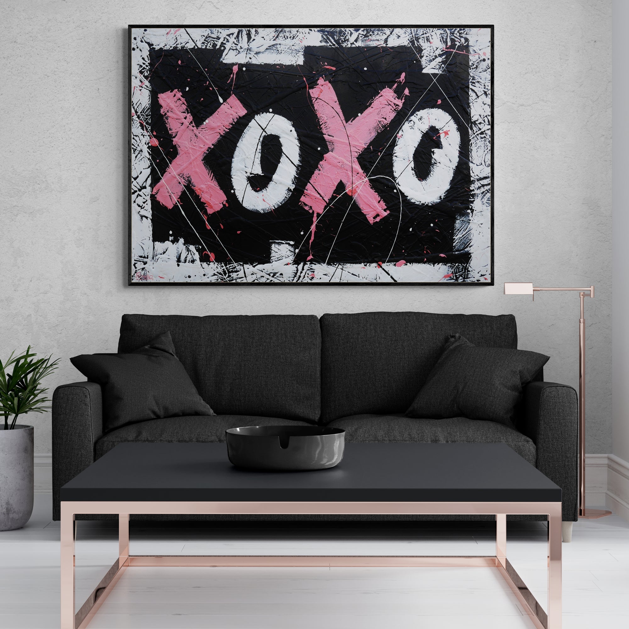 update alt-text with template Hugs & Kisses 140cm x 100cm Textured Urban Pop Art Painting-Urban Pop Art-[Franko_Artist]-[The_Block]-[Dream_Homes]-[ideas]- [Grand_Designs]-Franklin Art Studio