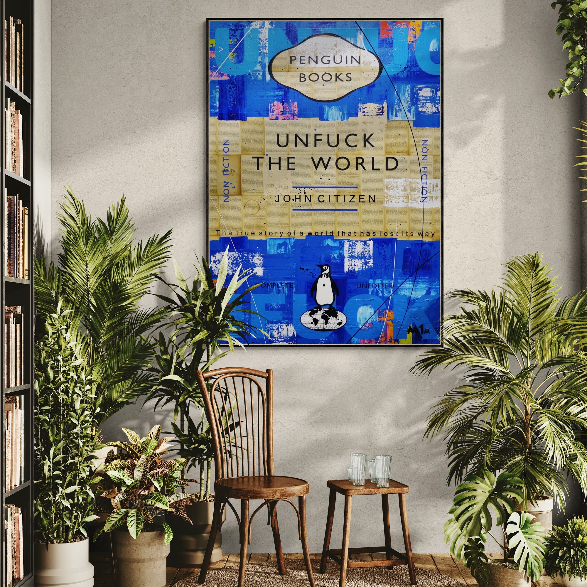 update alt-text with template Unf*#k everything ... gently 140cm x 100cm Urban Pop Book Club Painting-book club-[Franko_Artist]-[The_Block]-[Dream_Homes]-[ideas]- [Grand_Designs]-Franklin Art Studio