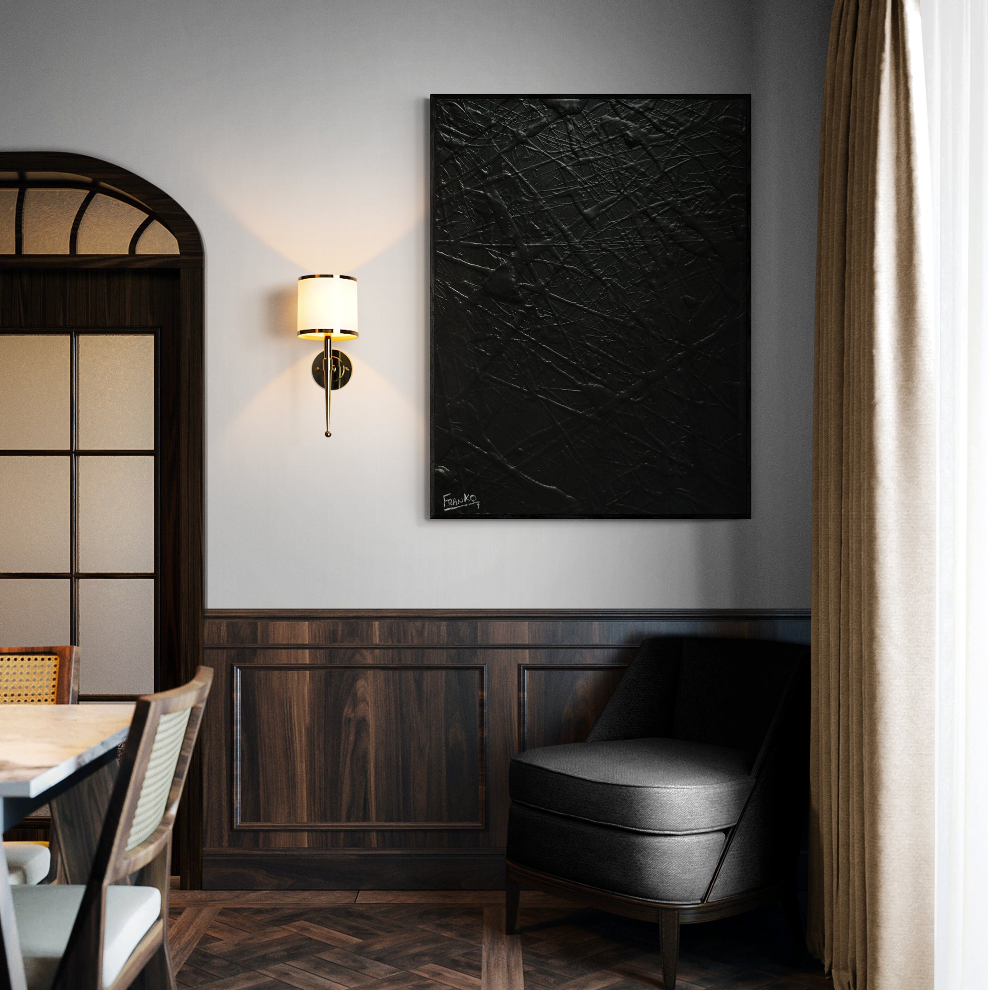 update alt-text with template Little Wicked 75cm x 100cm Black Textured Abstract Painting-Abstract-[Franko_Artist]-[The_Block]-[Dream_Homes]-[ideas]- [Grand_Designs]-Franklin Art Studio