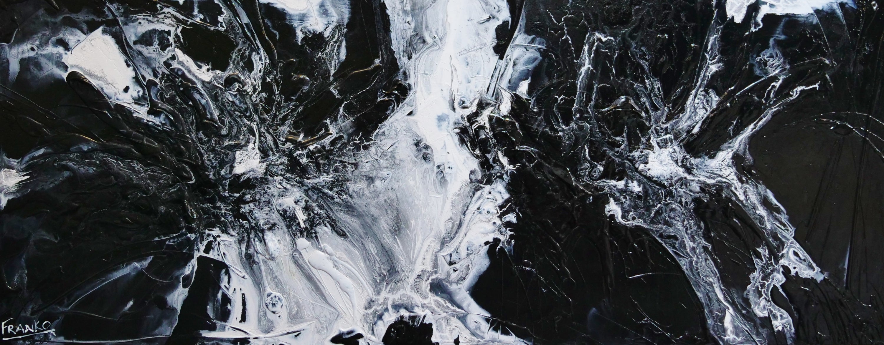 Black Cotton Candy 200cm x 80cm Black White Textured Abstract Painting (SOLD)-Abstract-[Franko_Artist]-[Australian_artist]-[Gold_Coast]-[Brisbane]-[modern]-[contemporary]-[original]-[Large_artwork]-Franklin Art Studio
