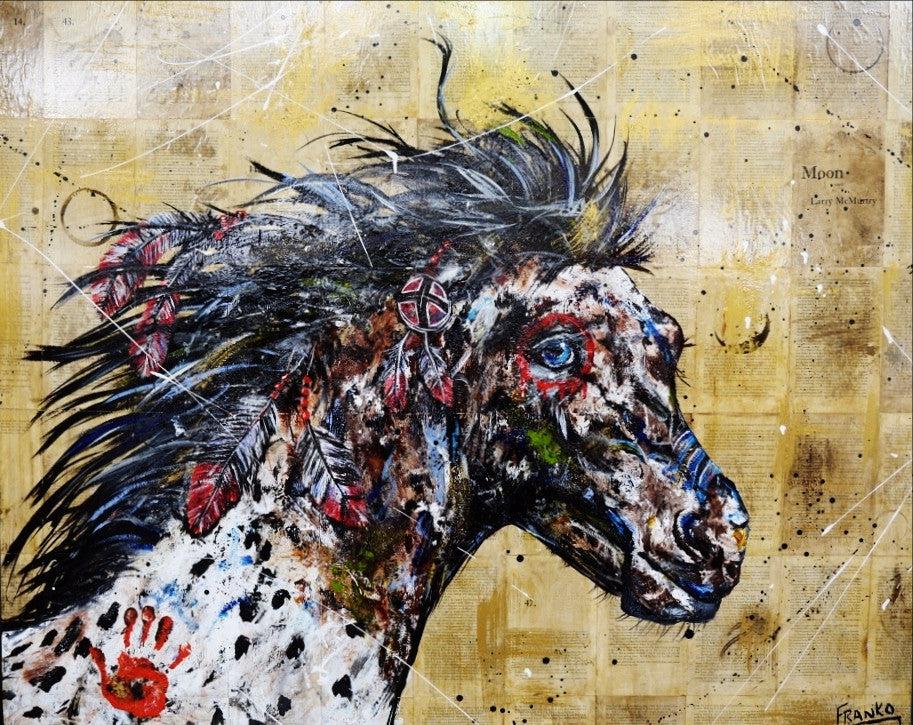 Be Inspired! Book Club Indian Appaloosa Horse (SOLD)-book club-[Franko_Artist]-[Australian_artist]-[Gold_Coast]-[Brisbane]-[modern]-[contemporary]-[original]-[Large_artwork]-Franklin Art Studio