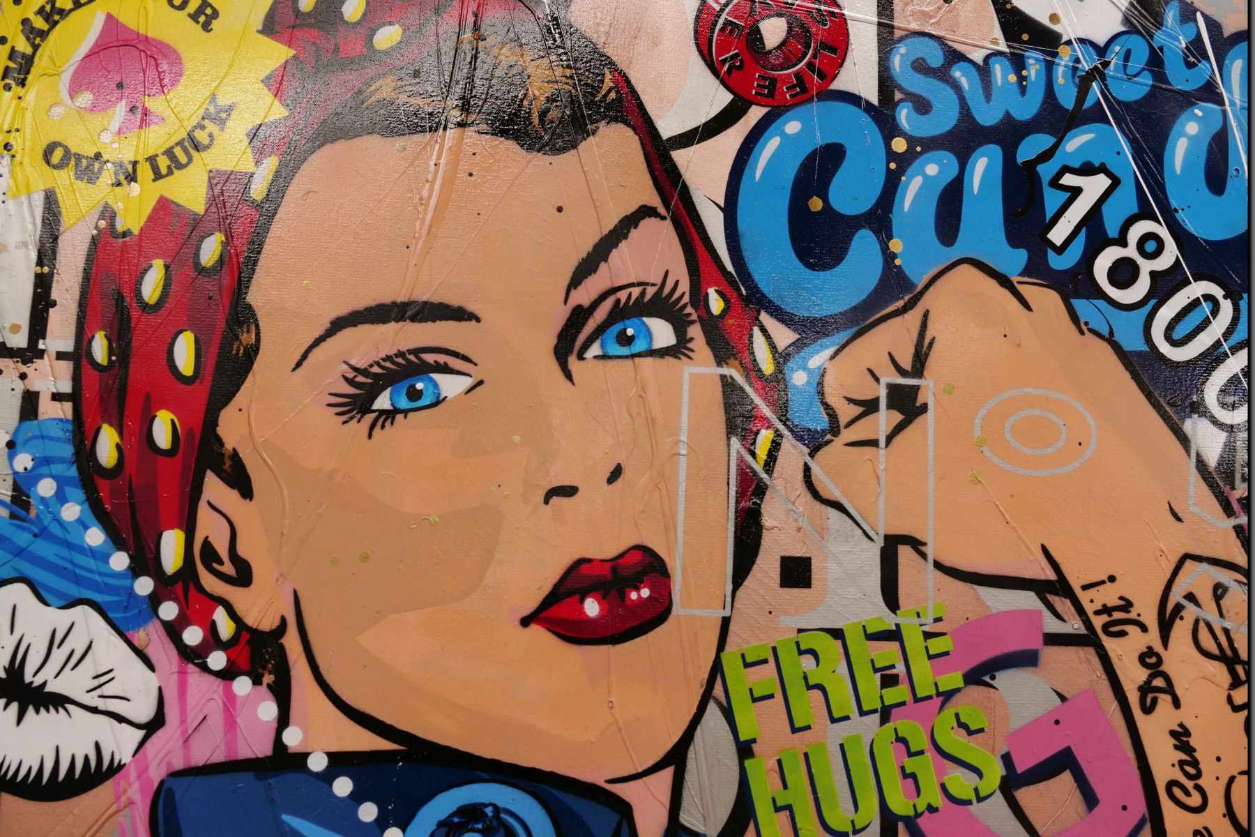 Be Your Own Hero - Rosie 250cm x 150cm Rosie The Riveter Textured Urban Pop Art Painting (SOLD)-Urban Pop Art-Franko-[Franko]-[Australia_Art]-[Art_Lovers_Australia]-Franklin Art Studio