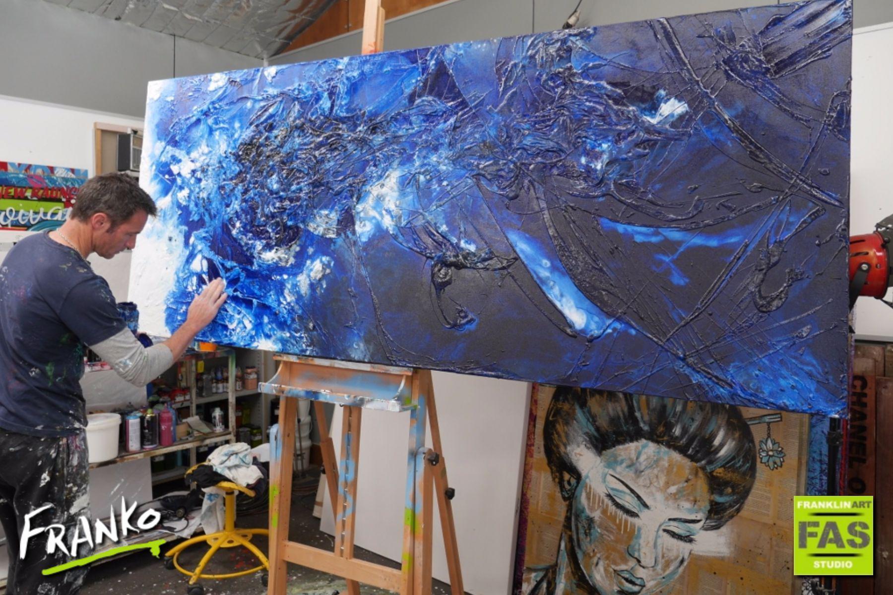 Blue Rhymes 240cm x 100cm Blue Abstract Painting-abstract-[Franko_Artist]-[The_Block]-[Dream_Homes]-[ideas]- [Grand_Designs]-Franklin Art Studio