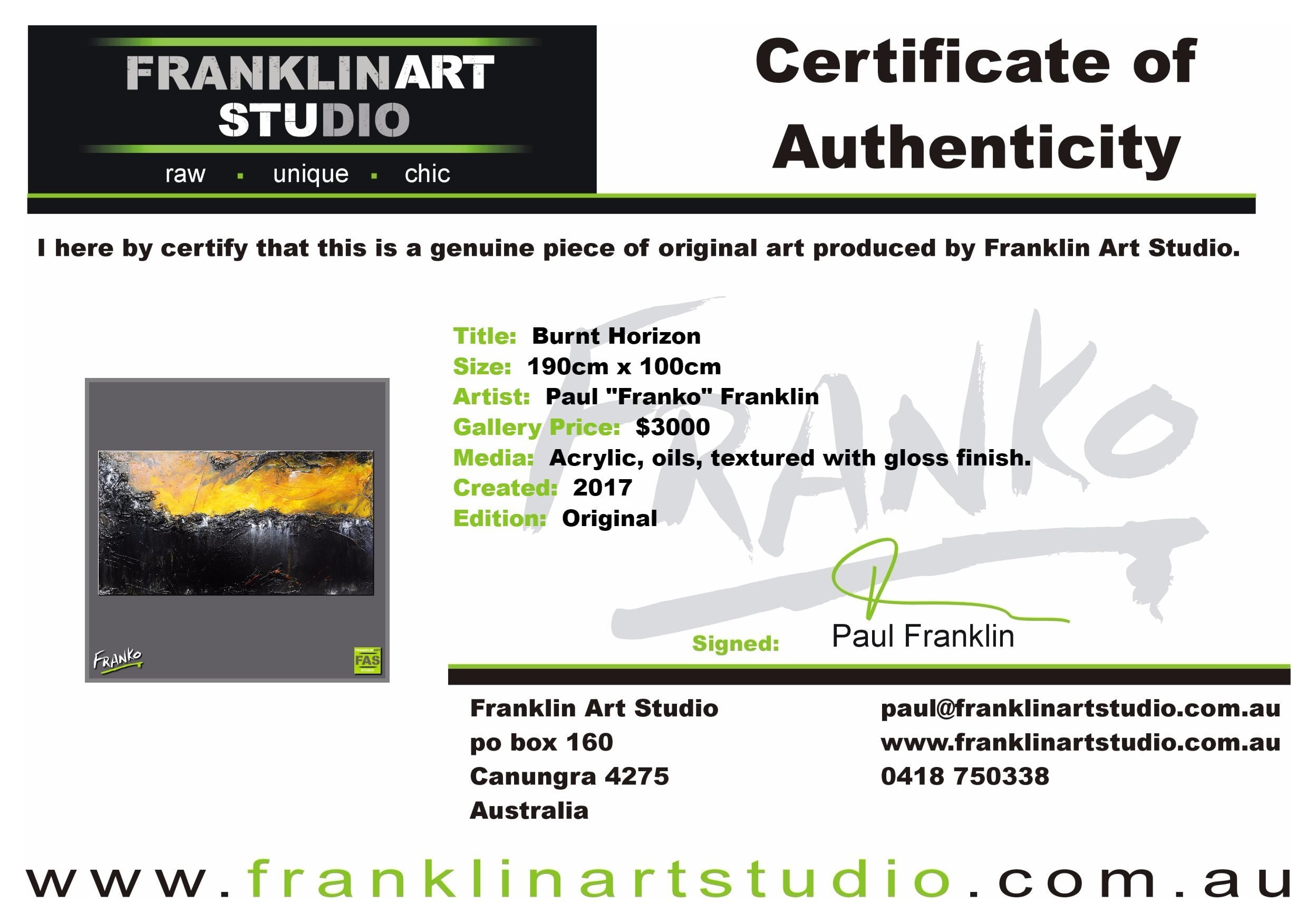 Burnt Horizon 190cm x 100cm Orange Black Abstract Painting-abstract-[Franko_Artist]-[The_Block]-[Dream_Homes]-[ideas]-[Grand_Designs]-[Art_Lover]-Franklin Art Studio