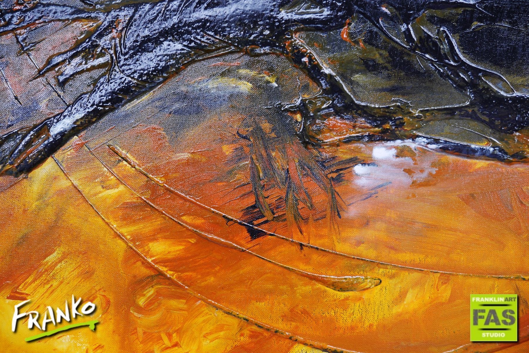 Burnt Horizon 190cm x 100cm Orange Black Abstract Painting