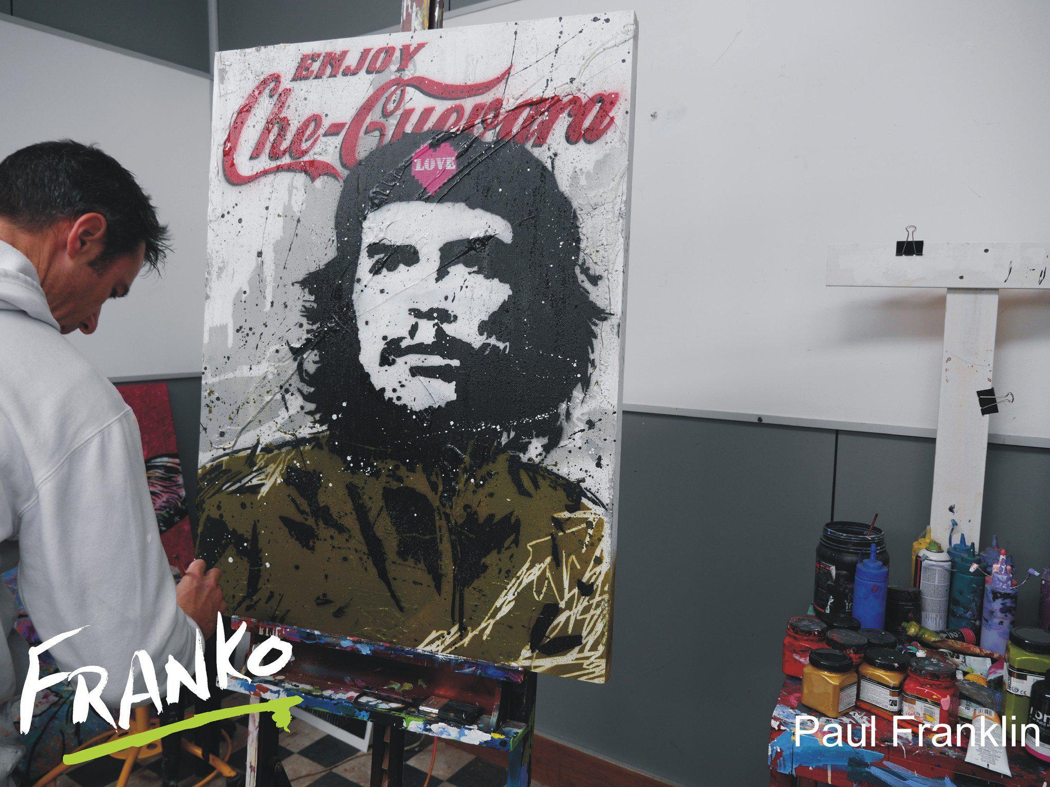 Che's Love Beret 75cm x 100cm Che Guevara Pop Art Painting-urban pop-[Franko_Artist]-[The_Block]-[Dream_Homes]-[ideas]-[Grand_Designs]-[Art_Lover]-Franklin Art Studio