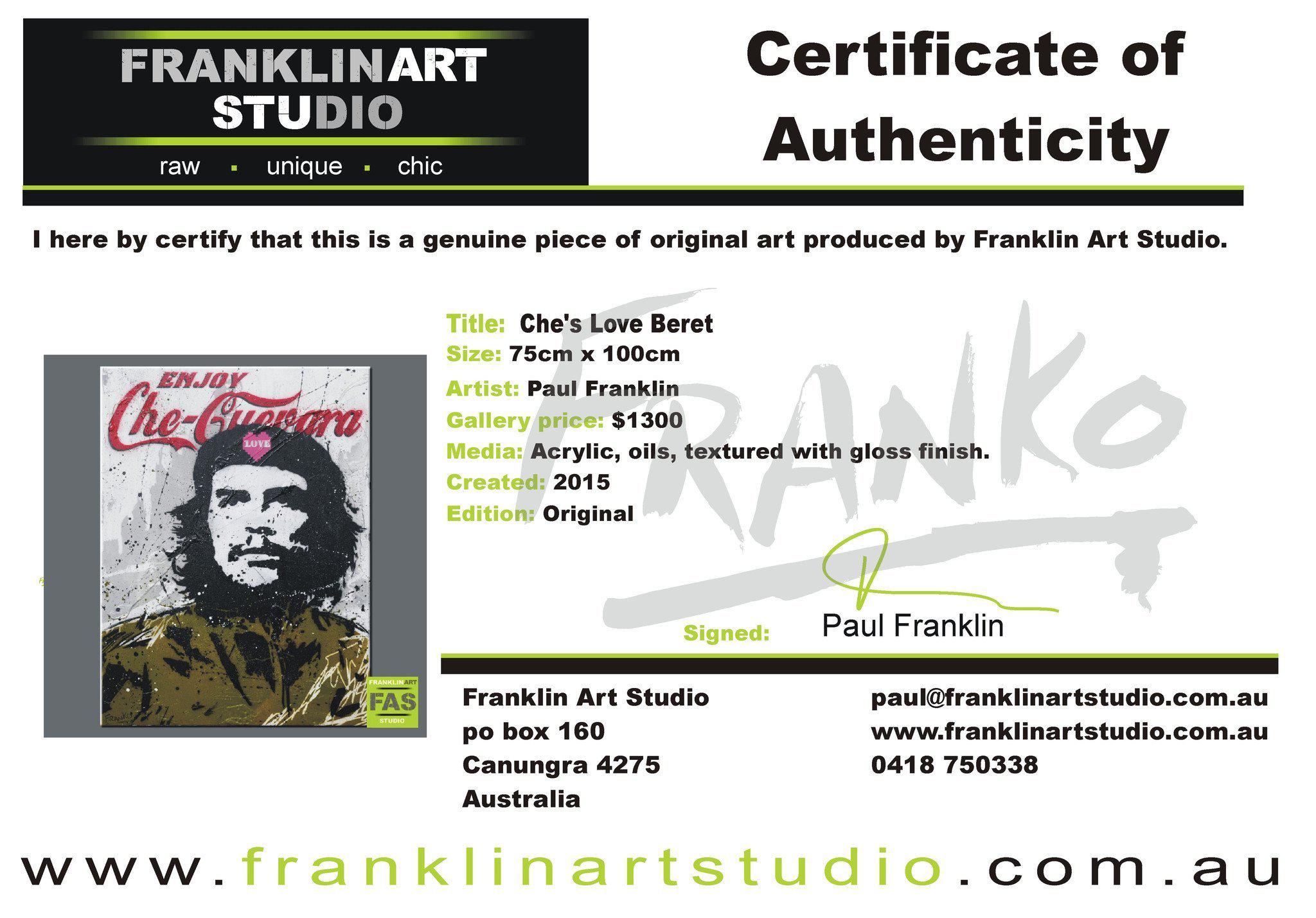 Che's Love Beret 75cm x 100cm Che Guevara Pop Art Painting-urban pop-[Franko_Artist]-[The_Block]-[Dream_Homes]-[ideas]- [Grand_Designs]-Franklin Art Studio