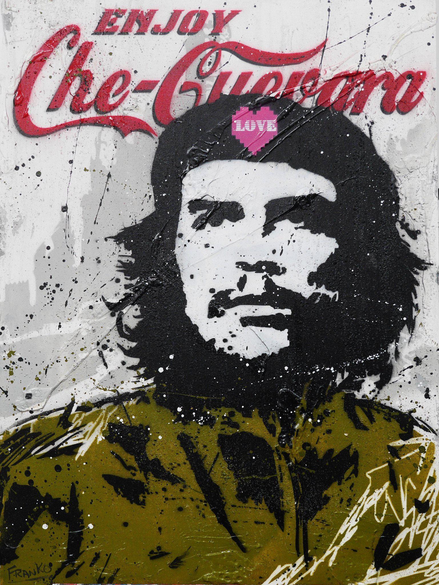 Che's Love Beret 75cm x 100cm Che Guevara Pop Art Painting-urban pop-[Franko_Artist]-[Australian_artist]-[Gold_Coast]-[Brisbane]-[modern]-[contemporary]-[original]-[Large_artwork]-Franklin Art Studio