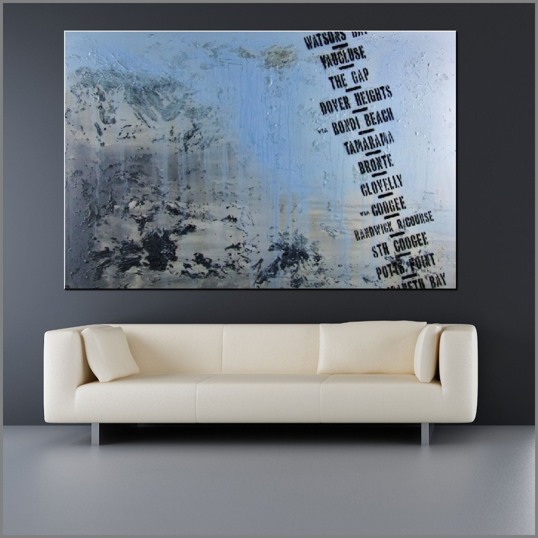 update alt-text with template Next Stop Bondi 140cm x 100cm Bondi Blue Pop Art Painting-urban pop-[Franko_Artist]-[Australian_artist]-[Gold_Coast]-[Brisbane]-[modern]-[contemporary]-[original]-[Large_artwork]-Franklin Art Studio