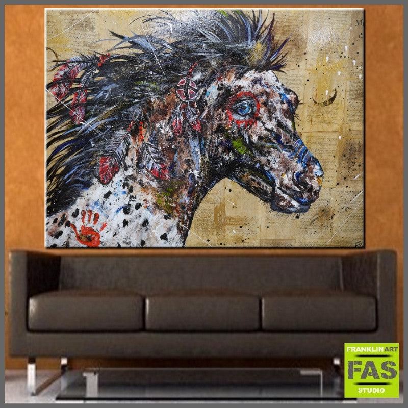 update alt-text with template Be Inspired! Book Club Indian Appaloosa Horse (SOLD)-book club-[Franko_Artist]-[Australian_artist]-[Gold_Coast]-[Brisbane]-[modern]-[contemporary]-[original]-[Large_artwork]-Franklin Art Studio