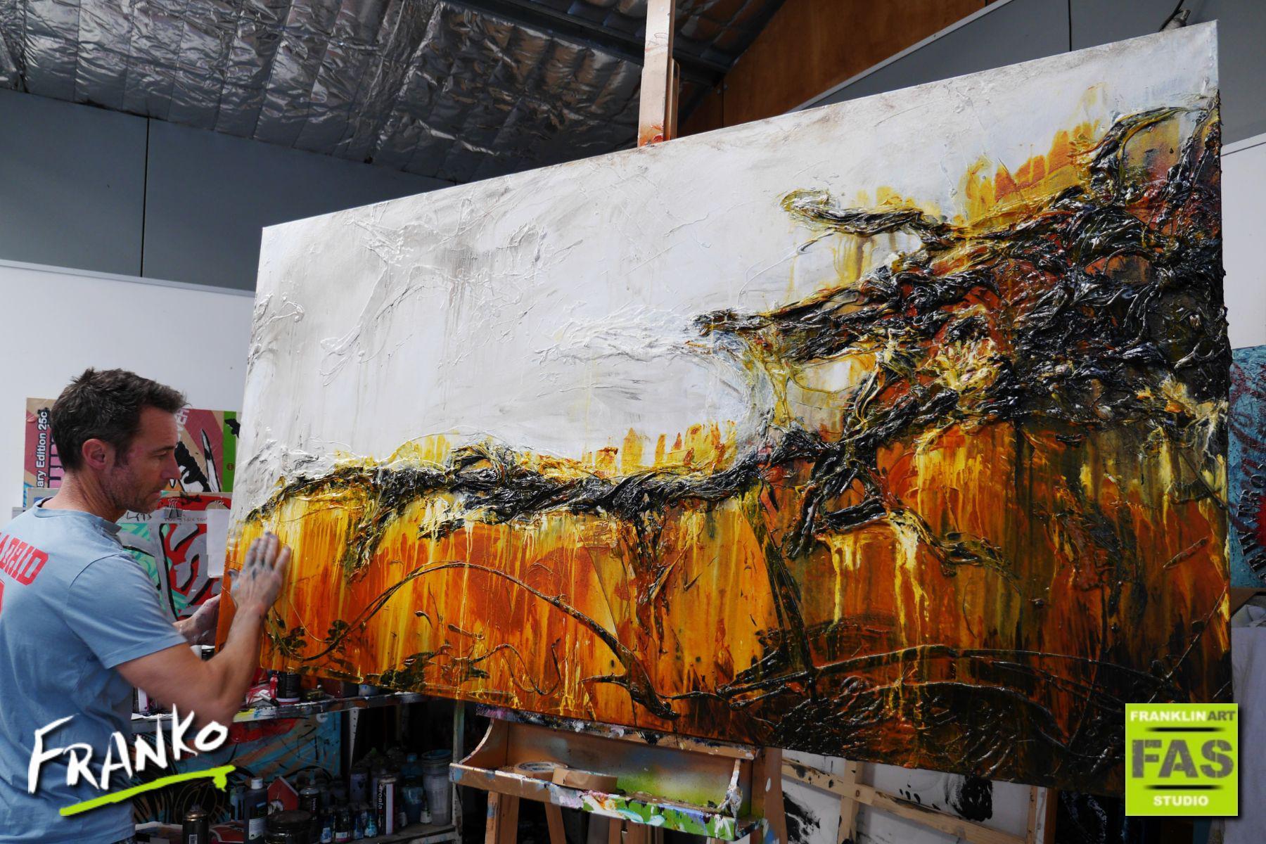 She is so sienna 190cm x 100cm Sienna Huge Textured Abstract Painting-Abstract-[Franko_Artist]-[The_Block]-[Dream_Homes]-[ideas]- [Grand_Designs]-Franklin Art Studio