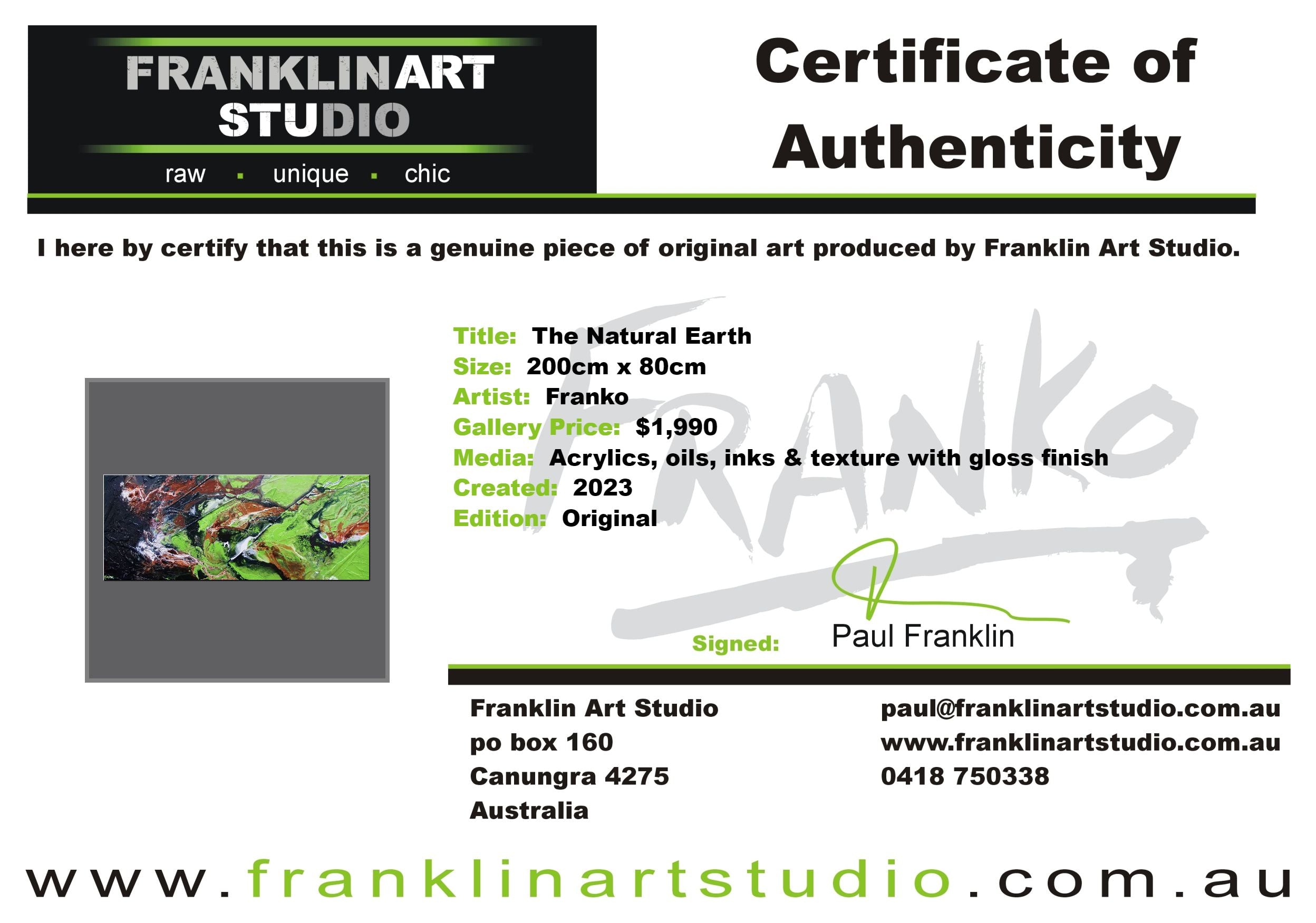 The Natural Earth 200cm x 80cm Green Textured Abstract Painting-Abstract-[Franko]-[Artist]-[Australia]-[Painting]-Franklin Art Studio