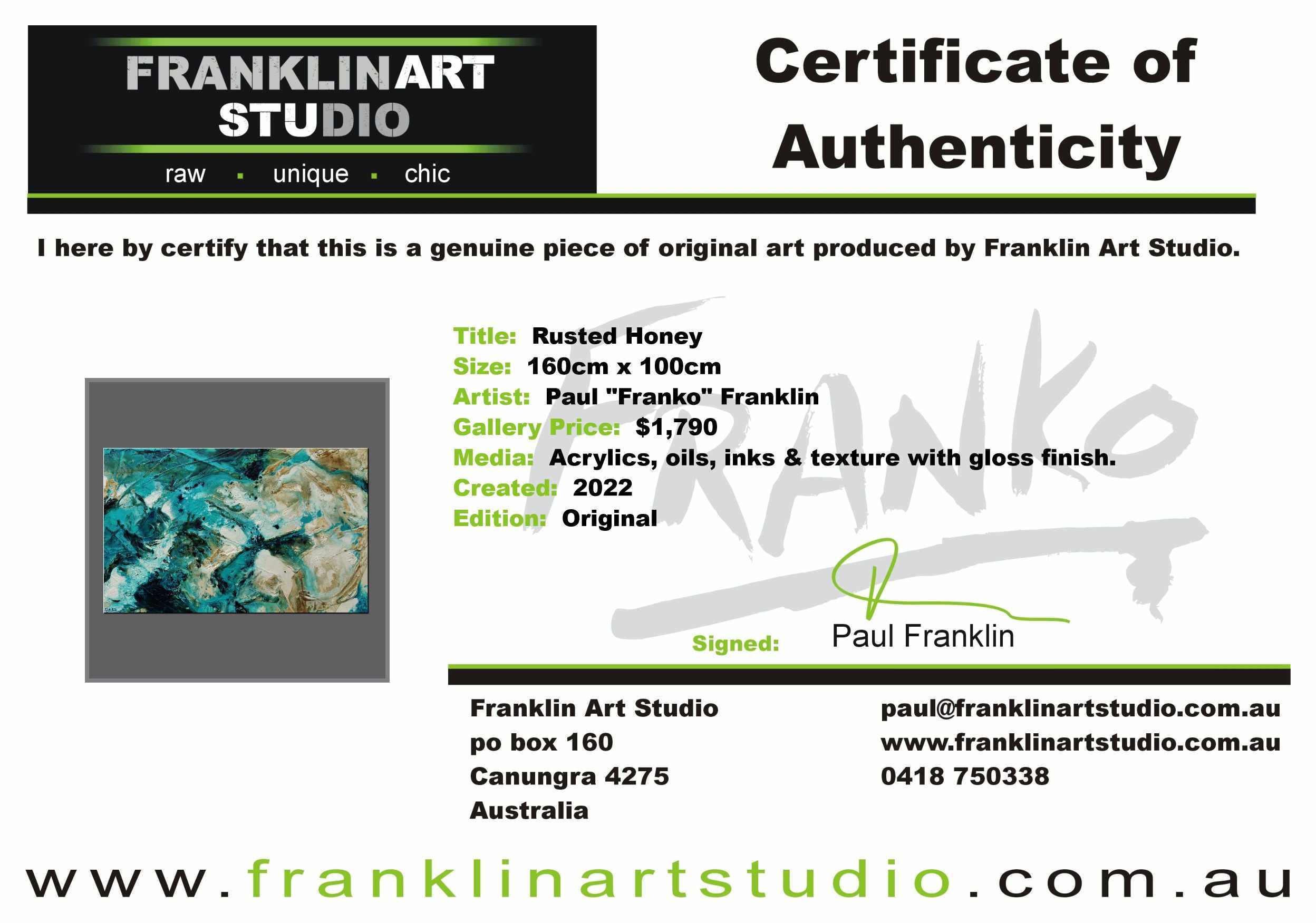 Rusted Honey 160cm x 100cm Teal Rust Textured Abstract Painting-Abstract-[Franko]-[Artist]-[Australia]-[Painting]-Franklin Art Studio