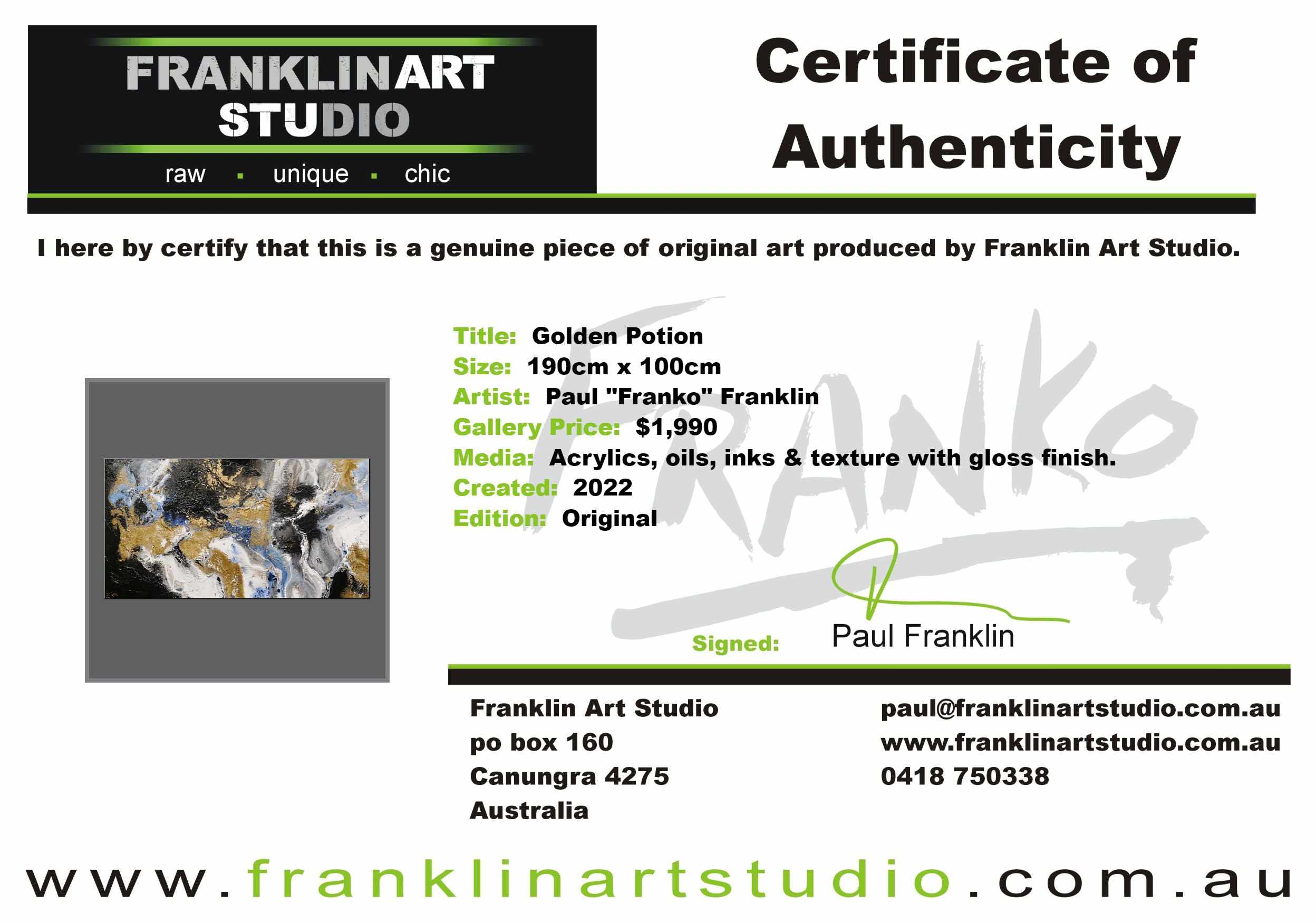Golden Potion 190cm x 100cm Paynes Grey Gold Black Textured Abstract Painting (SOLD)-Abstract-[Franko]-[Artist]-[Australia]-[Painting]-Franklin Art Studio