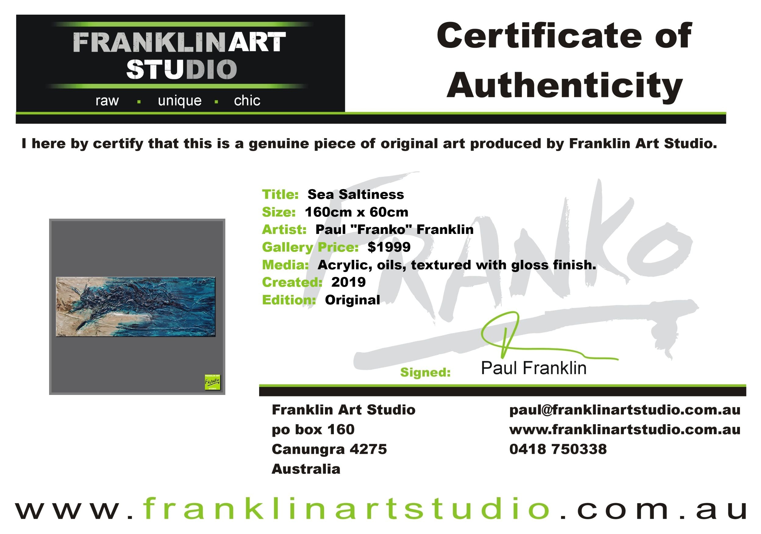 Sea Saltiness 160cm x 60cm Cream Teal Textured Abstract Painting-Abstract-[Franko_Artist]-[The_Block]-[Dream_Homes]-[ideas]-[Grand_Designs]-[Art_Lover]-Franklin Art Studio