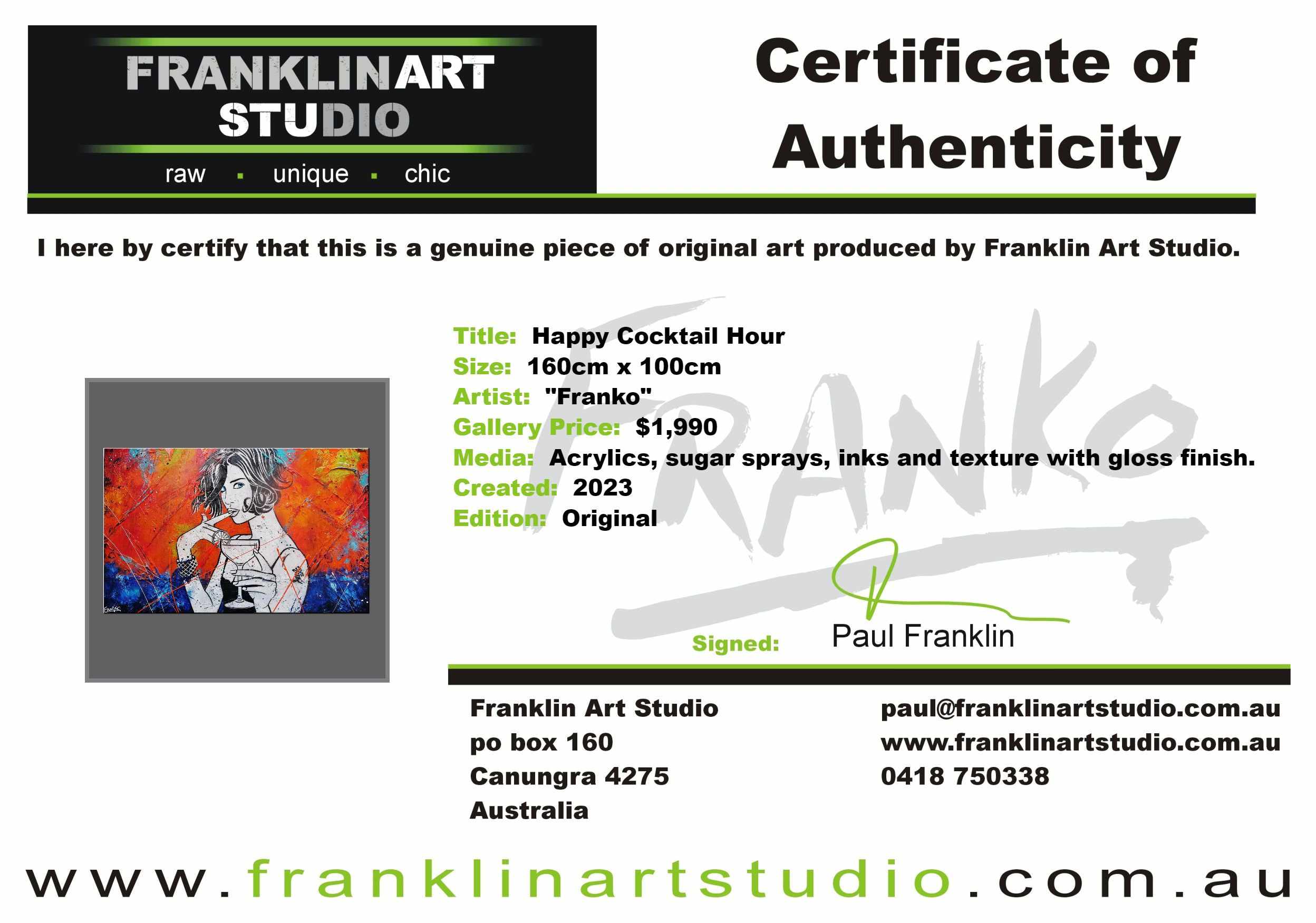 Happy Cocktail Hour 160cm x 100cm Textured Urban Pop Art Painting (SOLD ANGELA)-Urban Pop Art-[Franko]-[Artist]-[Australia]-[Painting]-Franklin Art Studio
