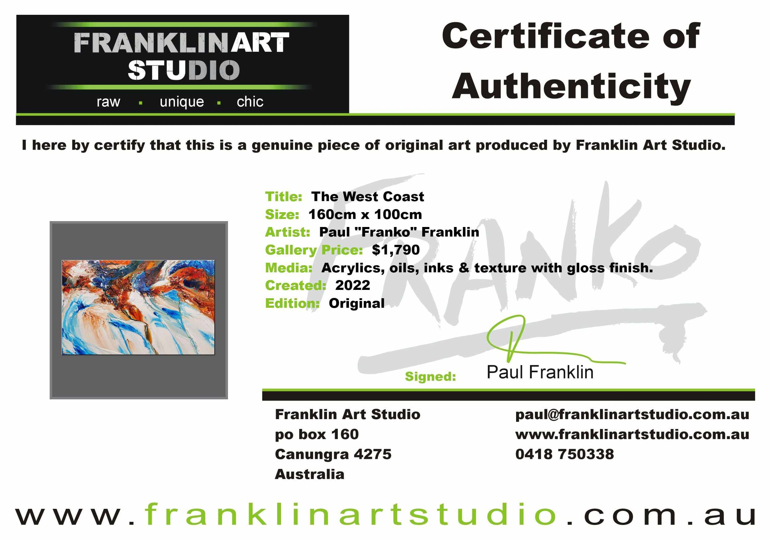 The West Coast 160cm x 100cm Orange Blue Textured Abstract Painting-Abstract-[Franko]-[Artist]-[Australia]-[Painting]-Franklin Art Studio