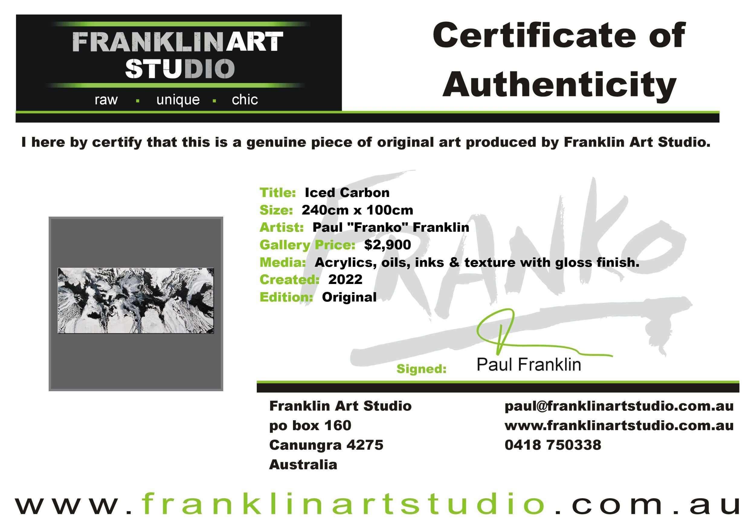 Iced Carbon 240cm x 100cm White Black Textured Abstract Painting-Abstract-[Franko]-[Artist]-[Australia]-[Painting]-Franklin Art Studio