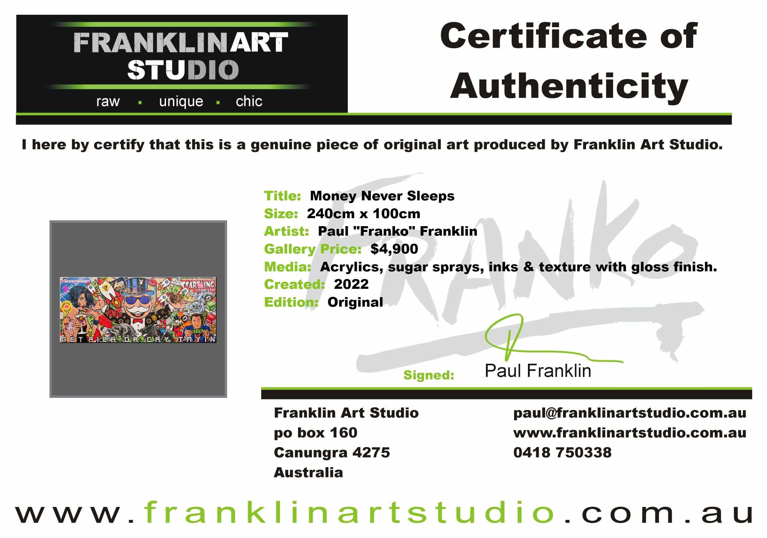 Money Never Sleeps 240cm x 100cm Monopoly Man Textured Urban Pop Art Painting (SOLD)-Urban Pop Art-[Franko]-[Artist]-[Australia]-[Painting]-Franklin Art Studio