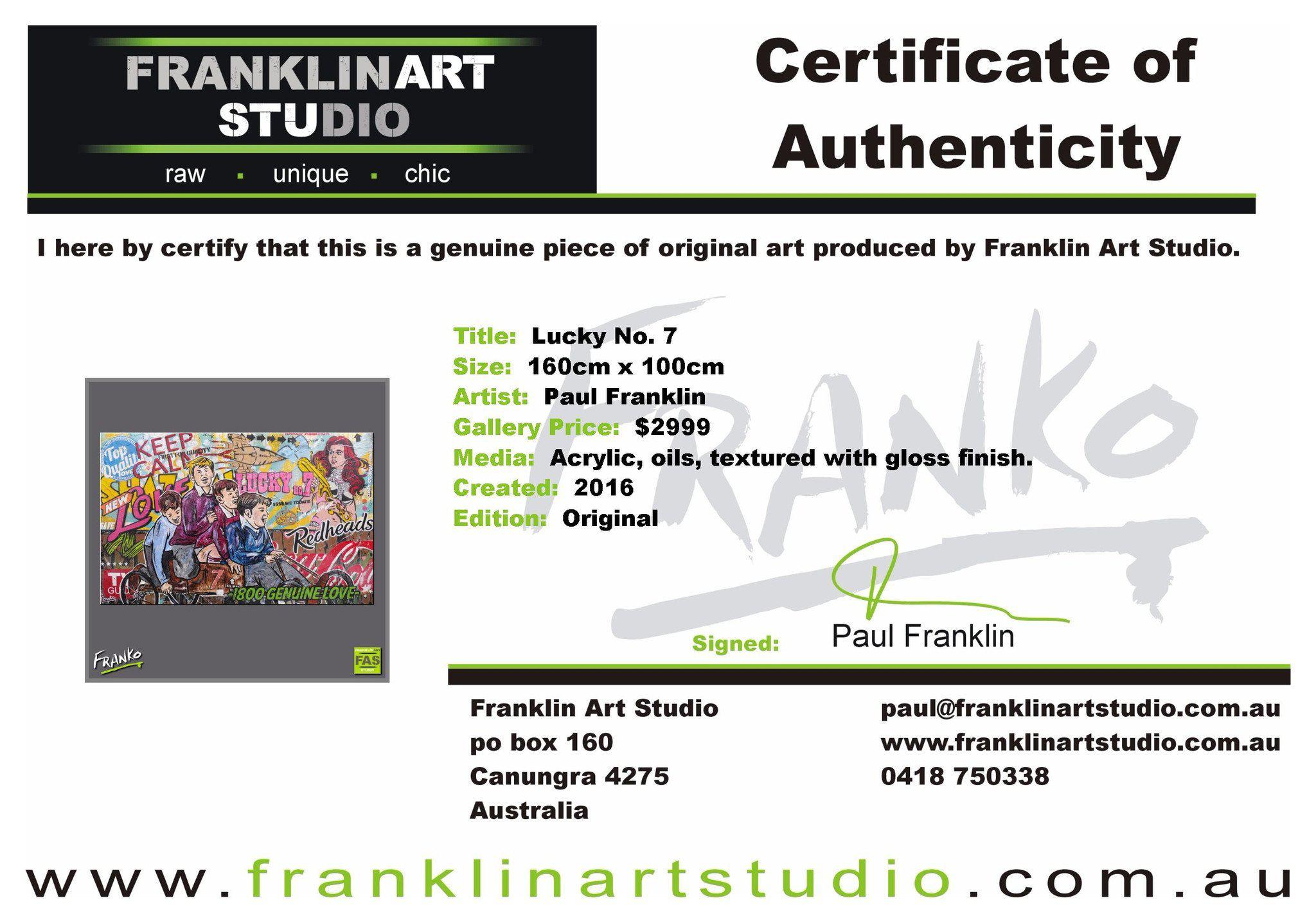 Lucky No. 7 160cm x 100cm Kids and a Kart Pop Art Painting-urban pop-[Franko_Artist]-[The_Block]-[Dream_Homes]-[ideas]-[Grand_Designs]-[Art_Lover]-Franklin Art Studio