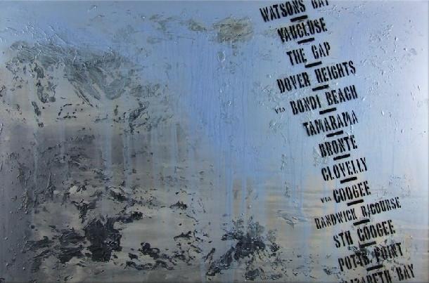 Next Stop Bondi 140cm x 100cm Bondi Blue Pop Art Painting-urban pop-[Franko_Artist]-[Australian_artist]-[Gold_Coast]-[Brisbane]-[modern]-[contemporary]-[original]-[Large_artwork]-Franklin Art Studio