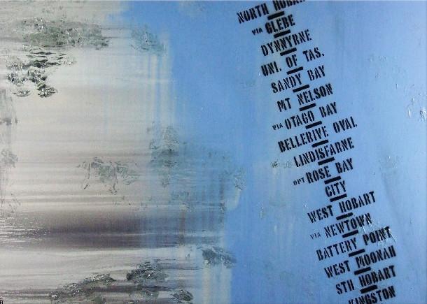 Next Stop Hobart 140cm x 100cm Hobart Blue Urban Pop Art Painting (SOLD)-urban pop-[Franko_Artist]-[Australian_artist]-[Gold_Coast]-[Brisbane]-[modern]-[contemporary]-[original]-[Large_artwork]-Franklin Art Studio