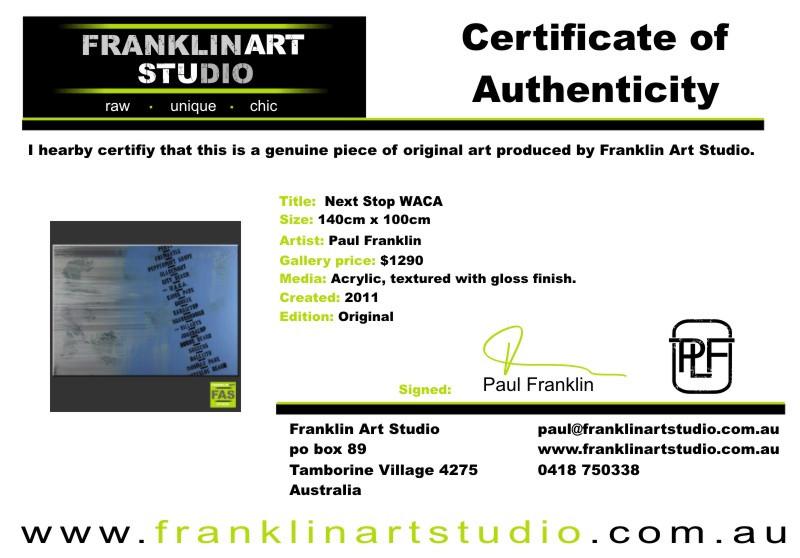 Next Stop WACA 140cm x 100cm Perth Blue Pop Art Painting-urban pop-[Franko_Artist]-[The_Block]-[Dream_Homes]-[ideas]- [Grand_Designs]-Franklin Art Studio