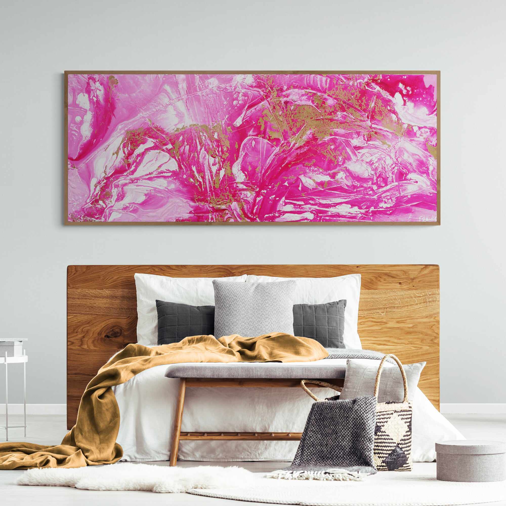 Pink Wild Thing 200cm x 80cm Pink Gold Abstract Painting (SOLD)-abstract-[Franko_Artist]-[The_Block]-[Dream_Homes]-[ideas]- [Grand_Designs]-Franklin Art Studio