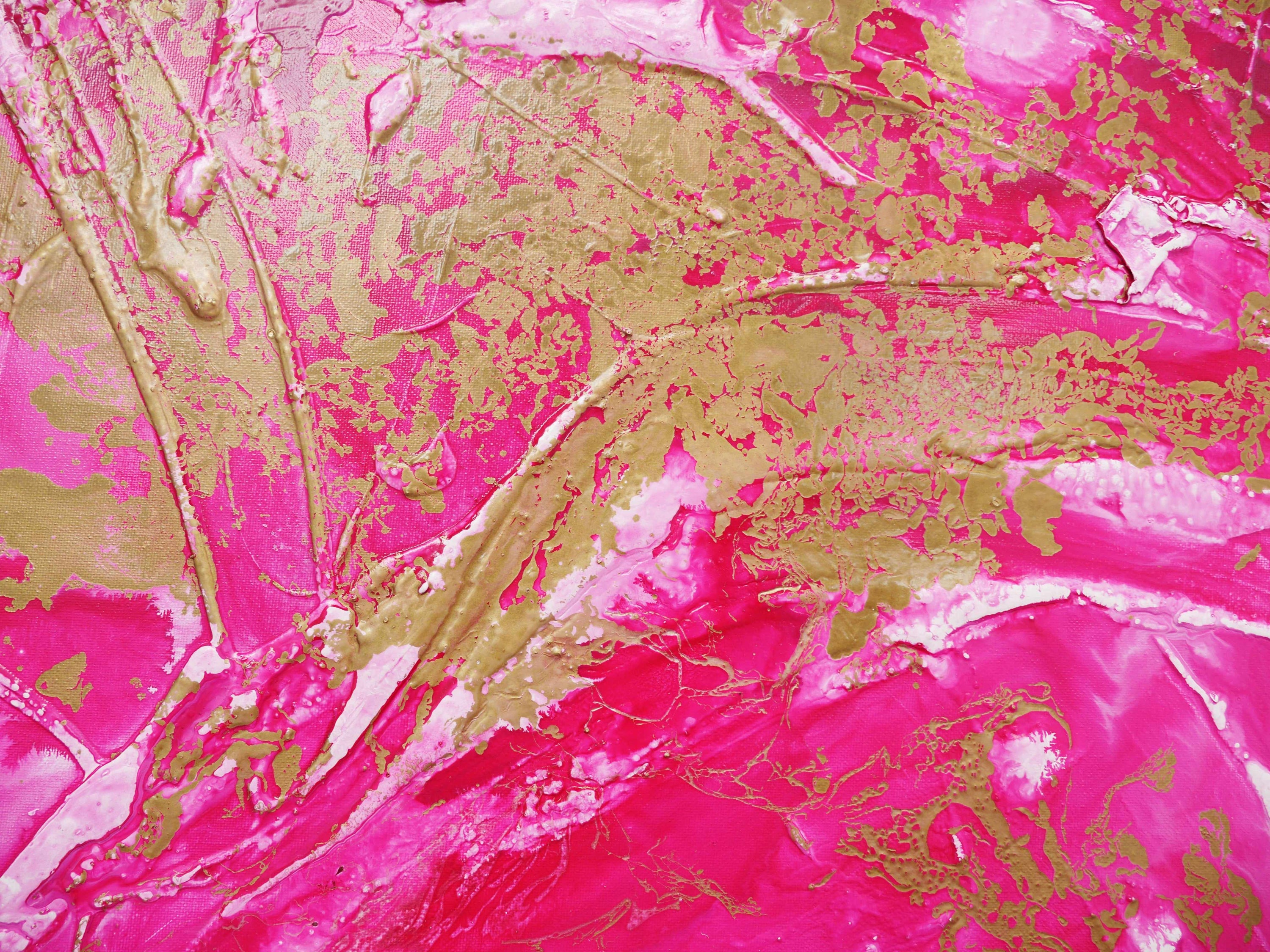 Pink Wild Thing 200cm x 80cm Pink Gold Abstract Painting (SOLD)