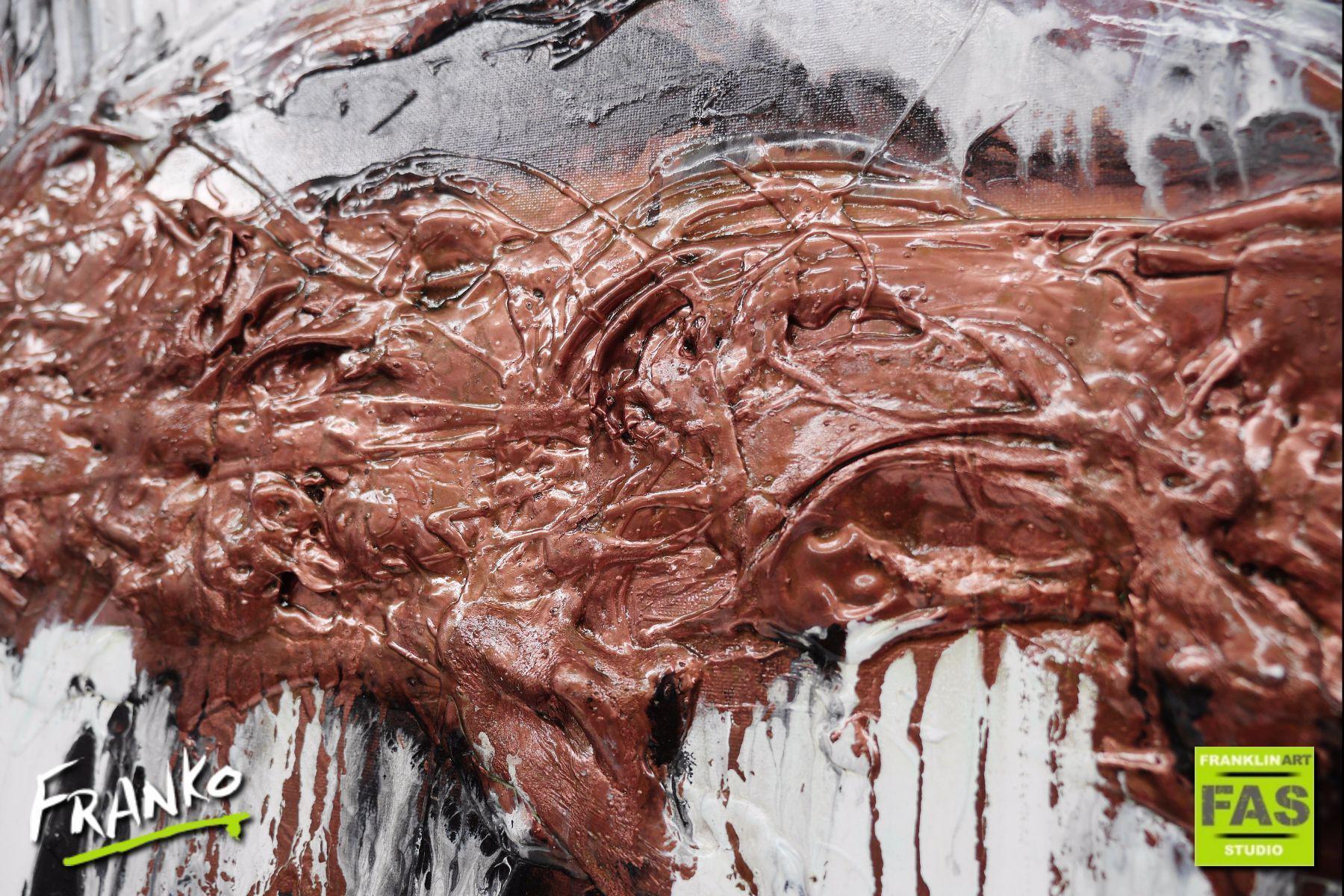 Real Copper 160cm x 100cm Copper White Abstract Painting