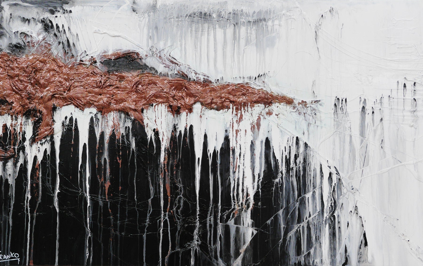 Real Copper 160cm x 100cm Copper White Abstract Painting-abstract-[Franko_Artist]-[Australian_artist]-[Gold_Coast]-[Brisbane]-[modern]-[contemporary]-[original]-[Large_artwork]-Franklin Art Studio