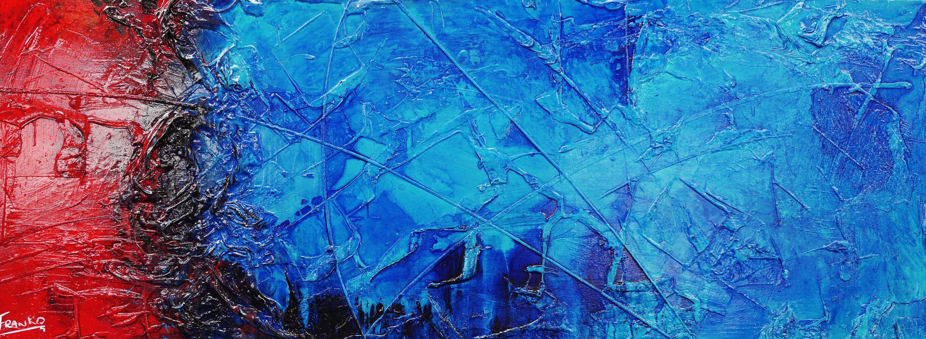 Red Oxygen 160cm x 60cm Blue Red Abstract Painting (SOLD)-Abstract-[Franko_Artist]-[Australian_artist]-[Gold_Coast]-[Brisbane]-[modern]-[contemporary]-[original]-[Large_artwork]-Franklin Art Studio